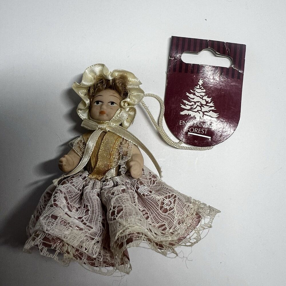 Vintage 2007 Enchanted Forest Porcelain Doll Christmas Ornament Menards 281-8852